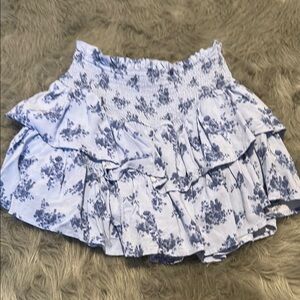 Altar'd State White and Blue Bubble Mini Skirt